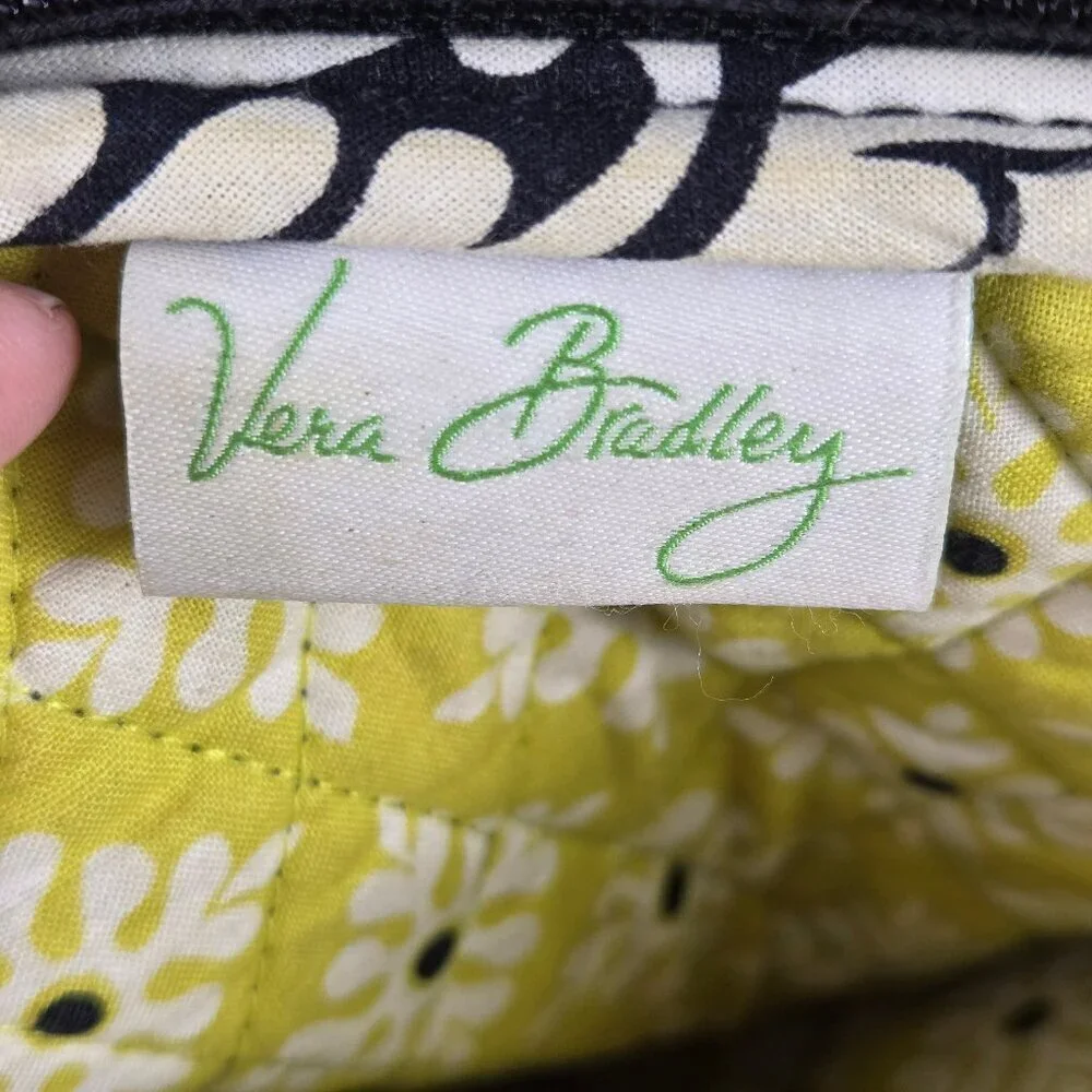 Vera Bradley Quilted Crossbody Bag w/Matching Coin Purse Black Gray Yellow White